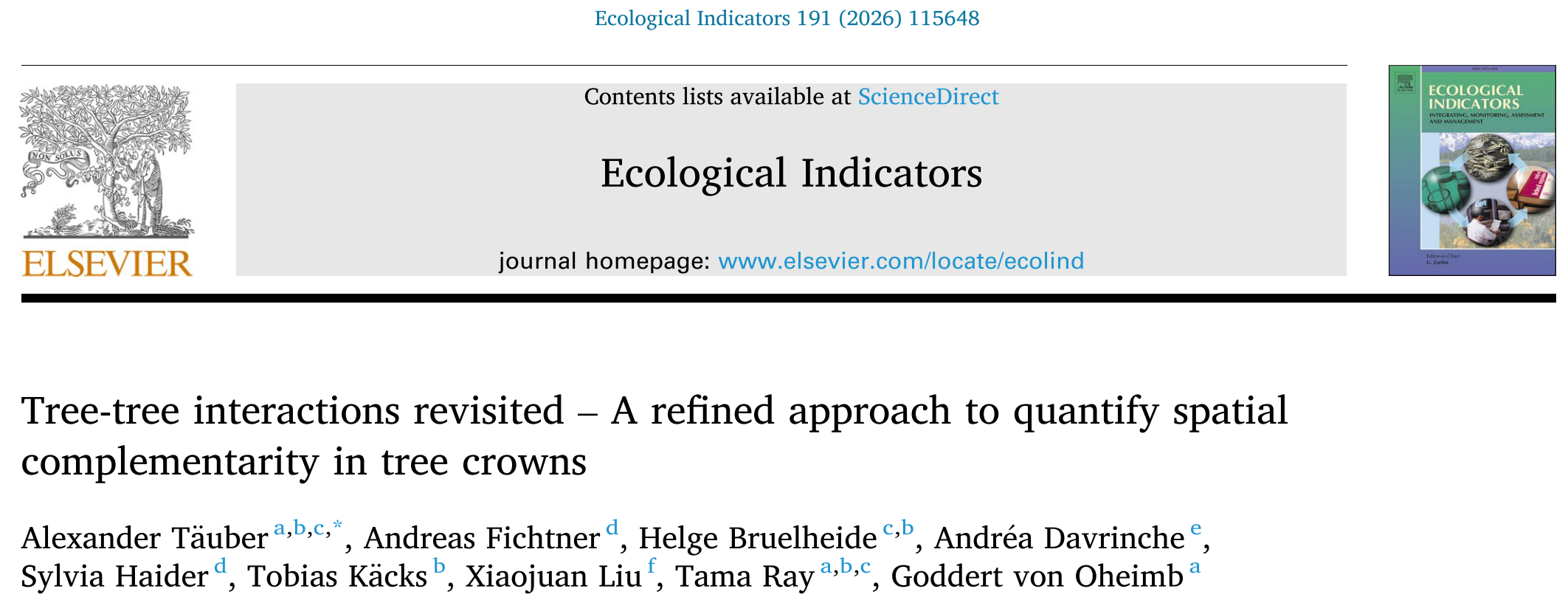 Tree-tree interactions revisited – A refined approach to quantify spatial complementarity in tree crowns