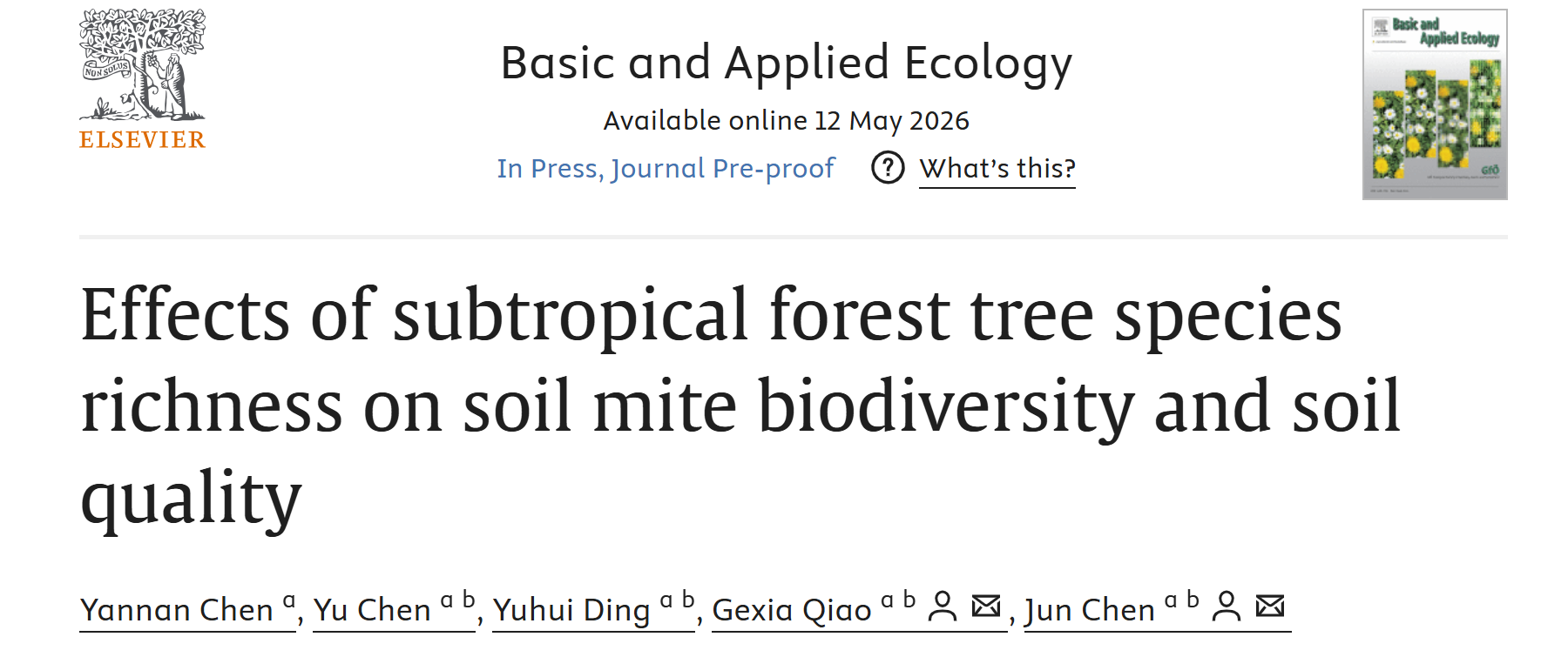 Effects of subtropical forest tree species richness on soil mite biodiversity and soil quality