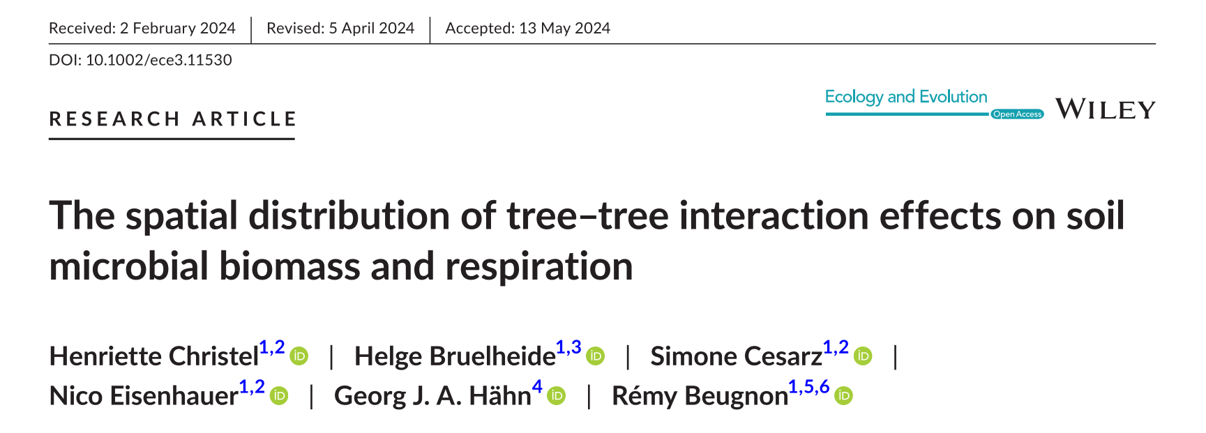 The spatial distribution of tree-tree interaction effects on soil microbial biomass and respiration
