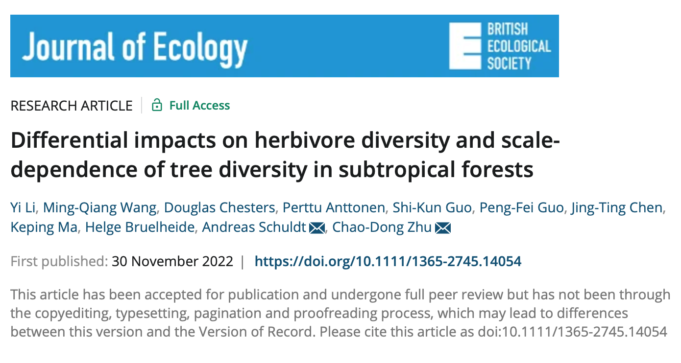 Differential impacts on herbivore diversity and scale-dependence of tree diversity in subtropical forests