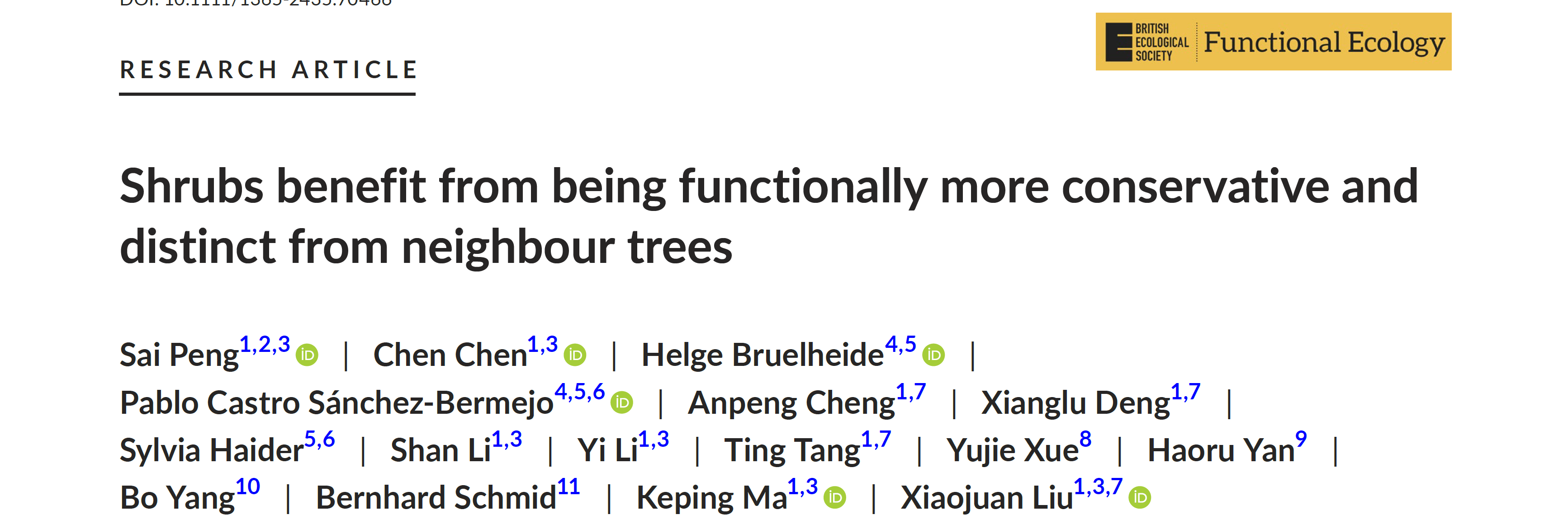 Shrubs benefit from being functionally more conservative and distinct from neighbour trees