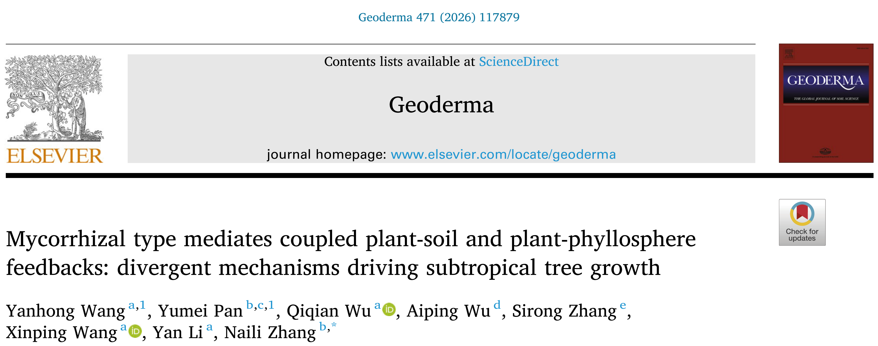 Mycorrhizal type mediates coupled plant-soil and plant-phyllosphere feedbacks: divergent mechanisms driving subtropical tree growth