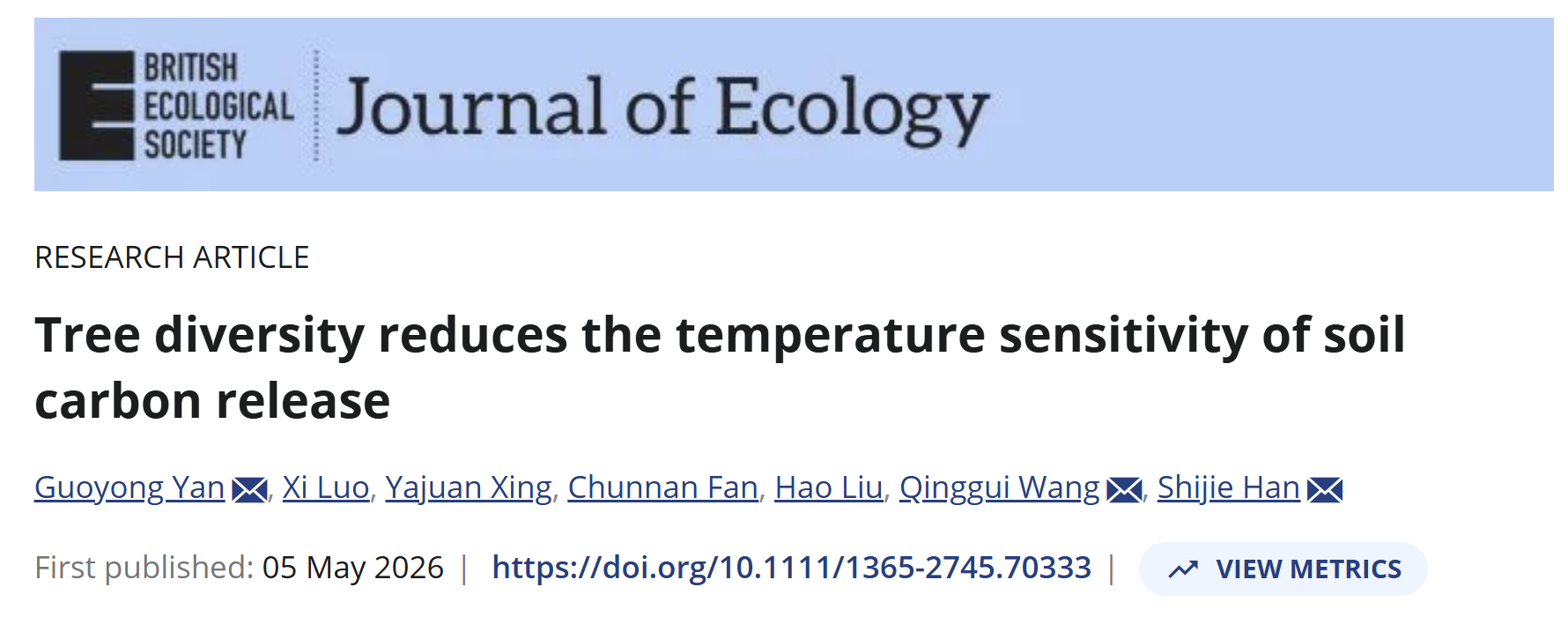 Tree diversity reduces the temperature sensitivity of soil carbon release