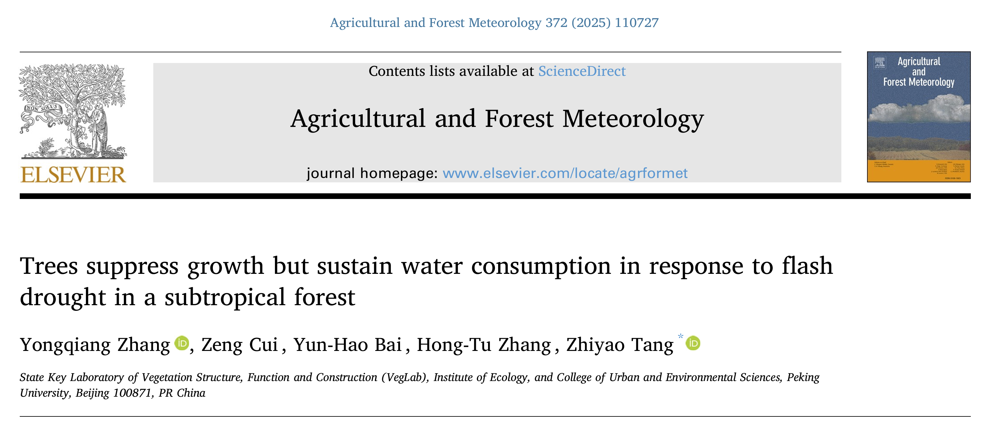 Trees suppress growth but sustain water consumption in response to flash drought in a subtropical forest